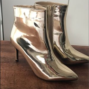 Gold ankle boots heels